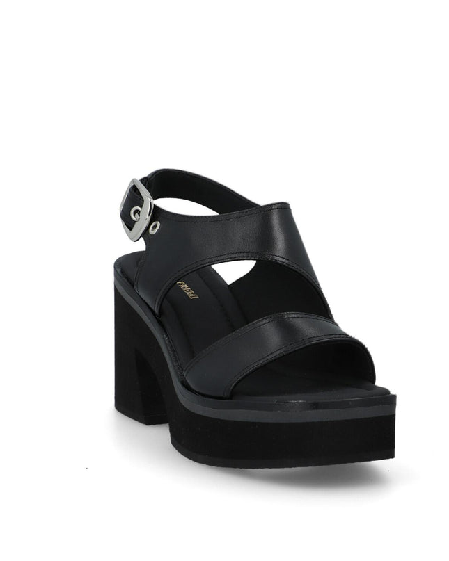Bruno Premi Sandalo Donna con Plateau in Pelle Nera - MARIO SPATARELLA
