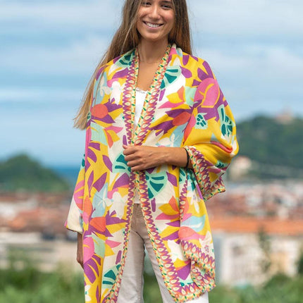Foulard in Lana Misto Seta Giallo ASW35F AMARILLO Colores de Otono 
