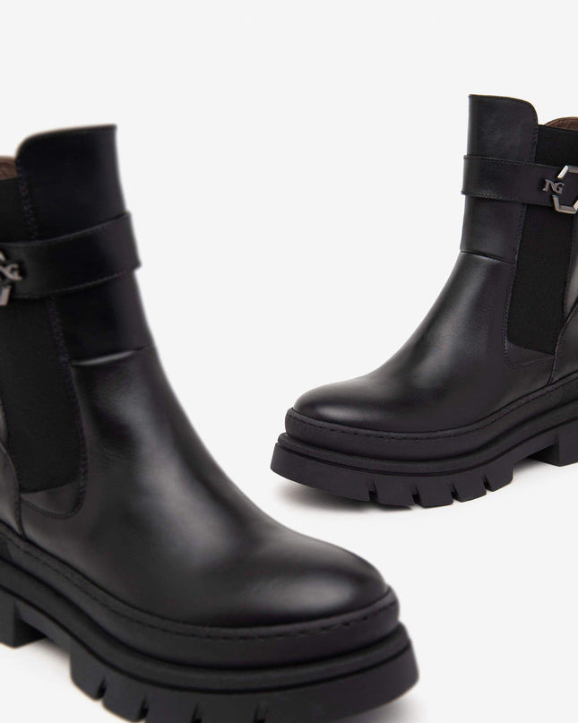 Nero Giardini Stivaletti Combat Donna Pelle Nero - MARIO SPATARELLA