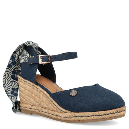 O-Joo Espadrillas Donna con Zeppa e Lacci in Tessuto Blu GERI CVS NAVY O-JOO 