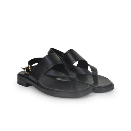 Frau Sandali Infradito Basso Donna in Pelle Nero - MARIO SPATARELLA