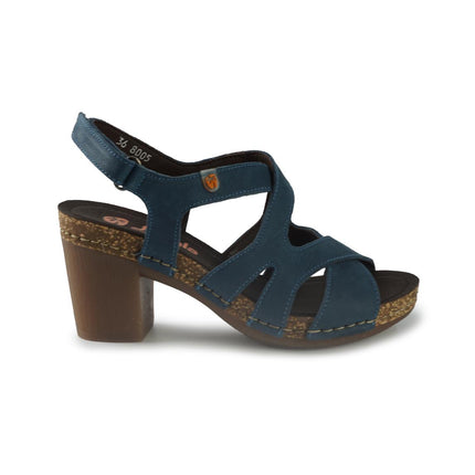 Jungla Sandali Donna in Pelle con Tacco e Plateau Blu 8005 OCEAN Jungla 