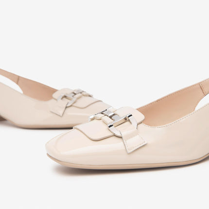Nero Giardini Chanel Tacco Basso in Vernice Latte con Fibbia E512331D LATTE 711 Nero Giardini 