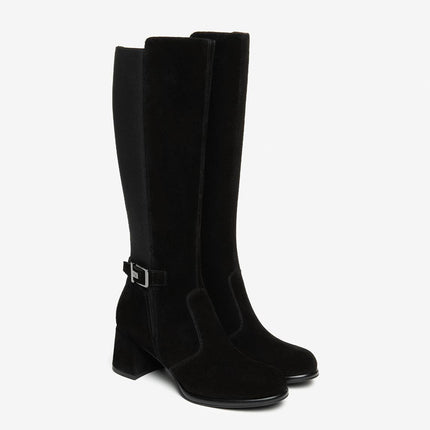 Nero Giardini Stivali Donna con Tacco in Camoscio Nero - MARIO SPATARELLA