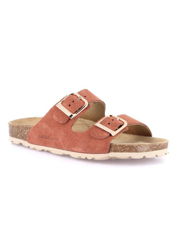 Grunland Sandali Doppia Fibbia Plantare Morbido Sughero Bio Donna in Camoscio Mattone CB2631 SARA MATTONE Grunland 