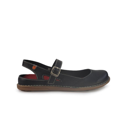 Jungla Sandalo Donna Ballerina Pump Bassa in Pelle Nera - MARIO SPATARELLA