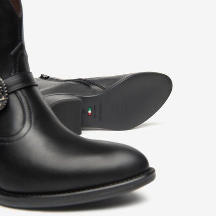 Nero Giardini Stivaletti Texani Camperos con Fibbia in Pelle Nero - MARIO SPATARELLA