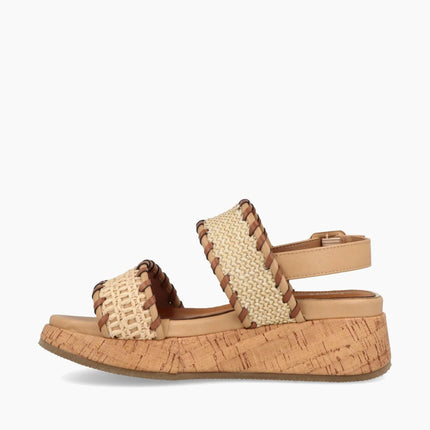 Jeep Sandalo Donna con Zeppa Sughero Beige Multi KARINA RAFFIA NATURAL Jeep Footwear 