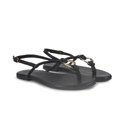 Inuovo Sanalo Infradito Basso Donna in Pelle Nera - MARIO SPATARELLA