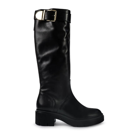 Gianni Crasto Stivale Donna in Pelle Nera con Tacco Medio e Fibbia - MARIO SPATARELLA