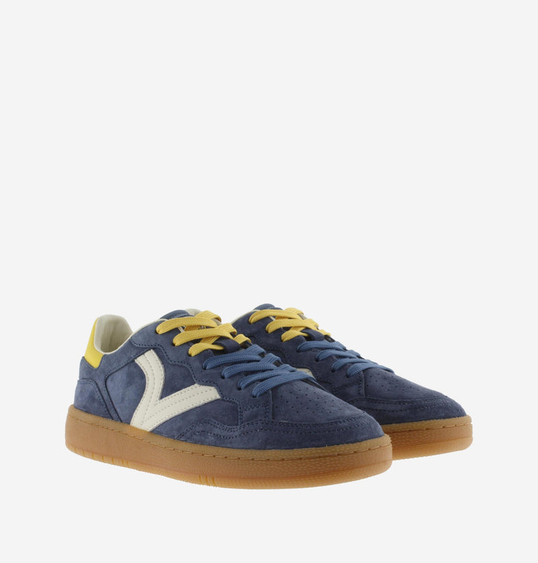 Victoria Sneakers Bassa Uomo in Pelle Blu Multi - MARIO SPATARELLA