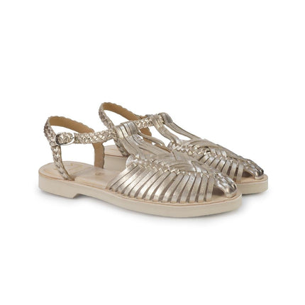 Huarache Sandalo Donna in Pelle Laminata Platino - MARIO SPATARELLA