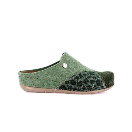 Grunland Pantofole Ciabatte Donna con Zeppa in Feltro Verde - MARIO SPATARELLA