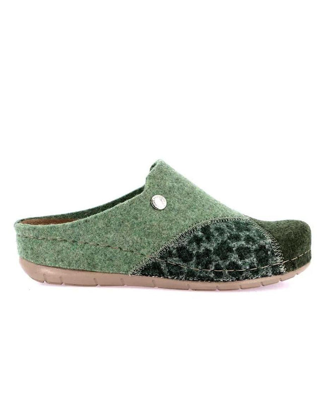 Grunland Pantofole Ciabatte Donna con Zeppa in Feltro Verde - MARIO SPATARELLA