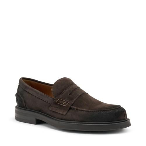 Mocassini Uomo College in Camoscio Marrone 73C8 PEPE Frau 
