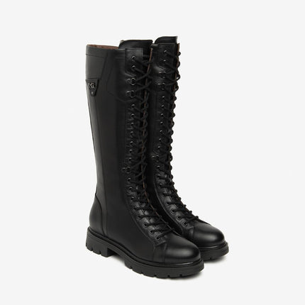 Nero Giardini Stivali Anfibi Donna in Pelle Nero - MARIO SPATARELLA