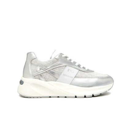 NeroGiardini Sneakers Donna in Pelle e Tessuto Argento - MARIO SPATARELLA