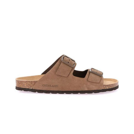 Grunland Sandali Doppia Fibbia Plantare Morbido Sughero Bio Uomo in Camoscio Tortora CB1801 ROBI TORTORA Grunland 