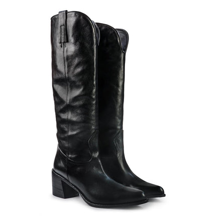 Gianni Crasto Stivale Camperos Tubolare Donna in Pelle Nera con Tacco Medio - MARIO SPATARELLA