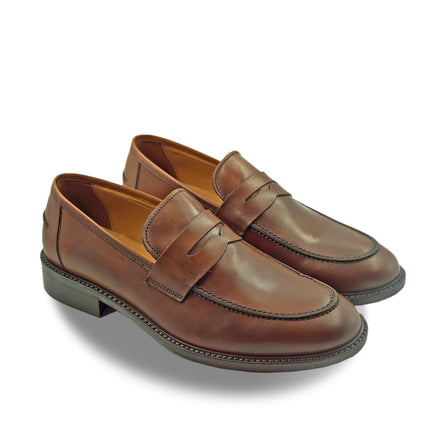 Mocassini College Uomo in Pelle Cuoio - MARIO SPATARELLA