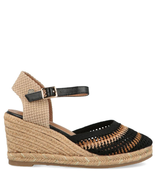 O-Joo Espadrillas Donna con Zeppa in Tessuto Nero Multi GERI CROCHET BLACK O-JOO 