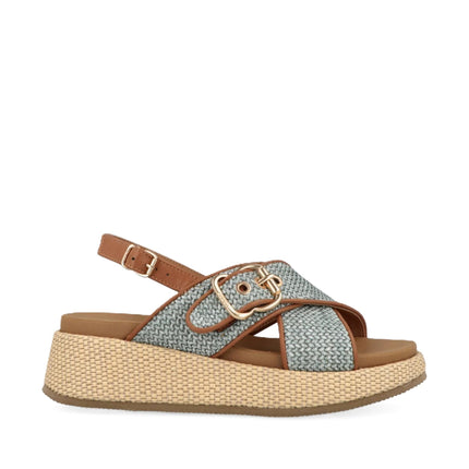 Jeep Sandalo Donna con Zeppa in Tessuto Jeans Multi KARINA CROSS LIGHT BLUE Jeep Footwear 
