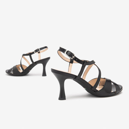 Nero Giardini Sandali Donna con Tacco Rocchetto in Pelle Nero E513200DE NERO 100 Nero Giardini 