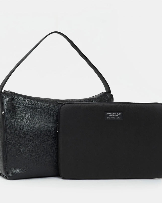 Mandarina Duck Borsa Donna Hobo con Custodia Pc 15 Pollici in Pelle Nero - MARIO SPATARELLA