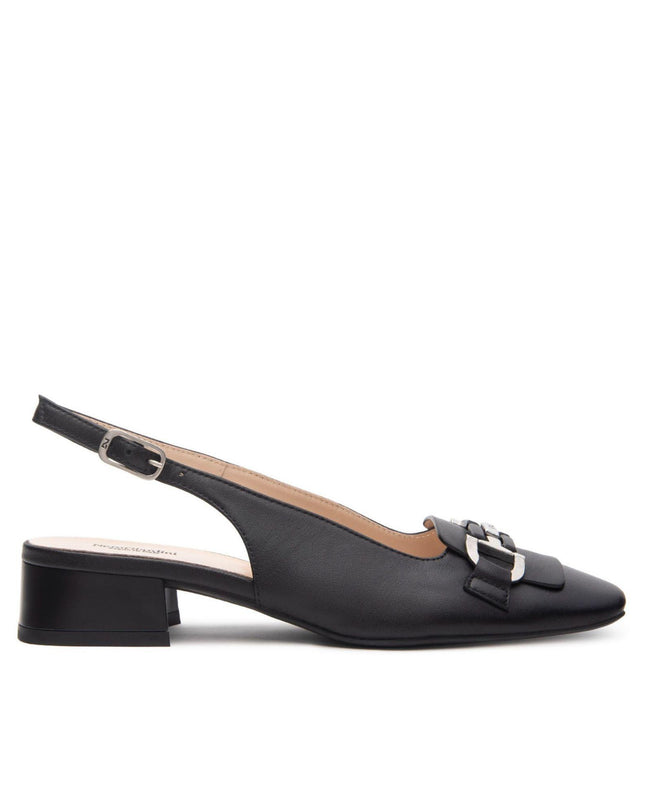 Nero Giardini Chanel Tacco Basso in Pelle Nera con Fibbia - MARIO SPATARELLA