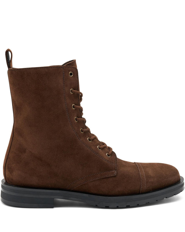 Stivaletto Donna Stringato Alto Camoscio Cacao - MARIO SPATARELLA