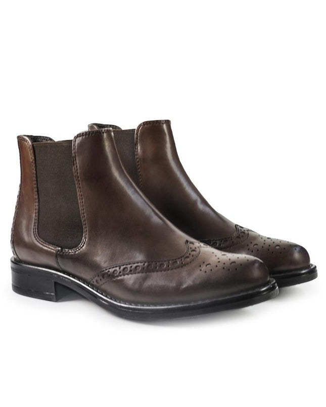 Vueva Stivaletti Donna Chelsea Impuntura in Pelle Marrone WH177H06 MARTINA BROWN Vueva 