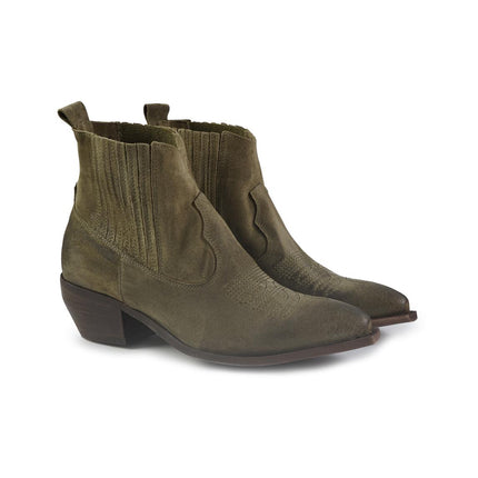 Stivaletto Texano Donna  con Impunture in Camoscio Taupe BL166 TEX TAUPE Spatarella 