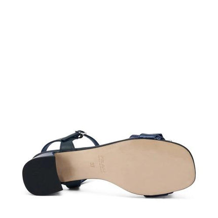 Frau Sandali Donna Tacco Medio in Pelle Blu 93H3 NAVY Frau 