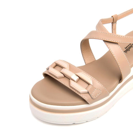 NeroGiardini Sandali Donna con Zeppa in Pelle Lino Beige - MARIO SPATARELLA