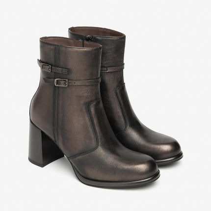 Nero Giardini Stivaletti Donna in Pelle Laminato Moro - MARIO SPATARELLA