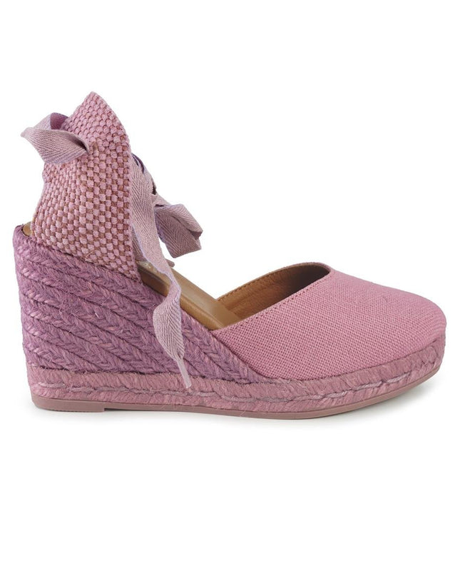 Viguera Espadrillas Alpargatas Lilla con Lacci Lunghi in Lino Lilla - MARIO SPATARELLA