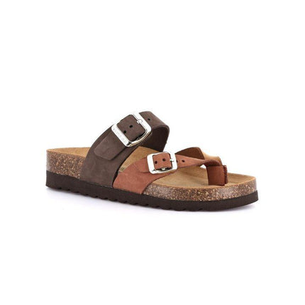 Grunland Sandalo Plantare Infradito Sughero Bio Donna in Nabuk Marrone Multi CC0078 HOLA MARRONE Grunland 