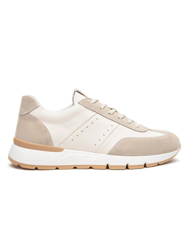 NeroGiardini Sneakers Bassa Uomo in Pelle e Camoscio Avorio - MARIO SPATARELLA