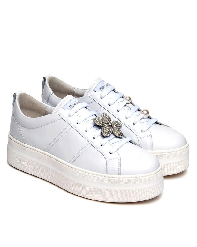 NeroGiardini Sneakers Platform Donna in Pelle Bianca con Charms E615311D BIANCO 707 Nero Giardini 