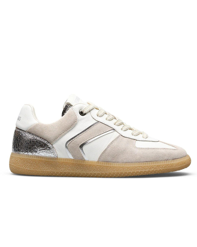 Verbenas Sneakers Bassa Donna in Pelle Bianca Profili Argento SORA SBIELA BLANCO PLATA Verbenas 