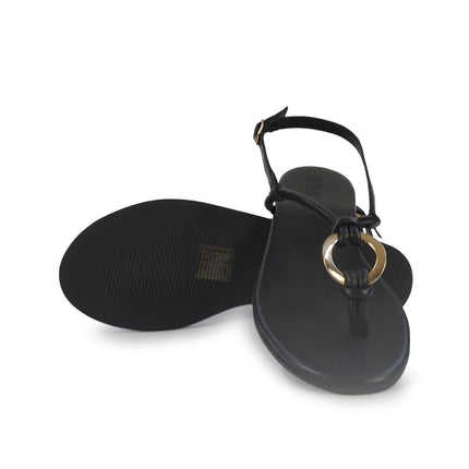 Inuovo Sanalo Infradito Basso Donna in Pelle Nera - MARIO SPATARELLA