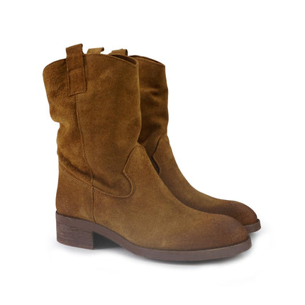 Stivaletti Donna Basso Tubolare in Camoscio Cuoio BL150 CUOIO Spatarella 