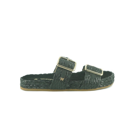 Sandalo Donna Basso Due Fibbie PALMAS RAFFIA BLACK Wrangler 