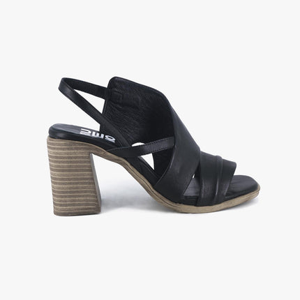 Sandali Donna con Tacco in Pelle Nera Y3705 NERO Bueno 