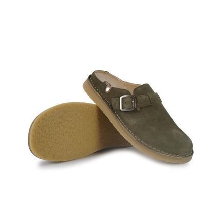Jungla Sandalo Sabot Barefoot Donna con Fibbia in Camoscio Verde - MARIO SPATARELLA