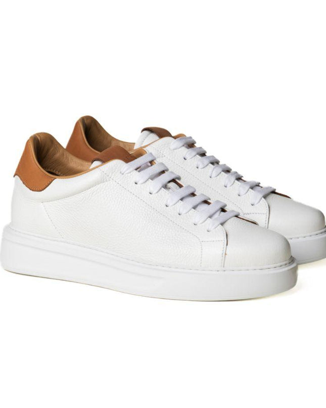 Sneakers Oversize Uomo Pelle Bianca TAGO 5 CUOIO Rogal's 