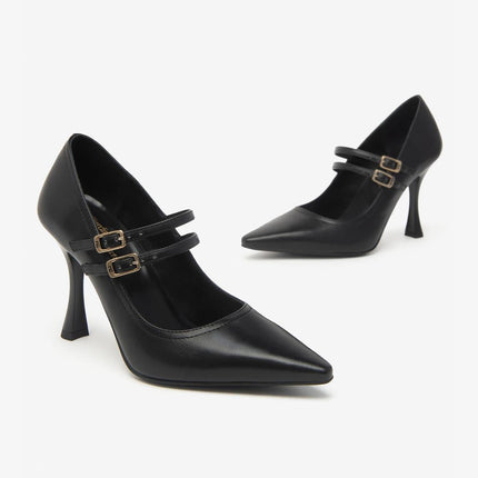 Nero Giardini Decollete Mary Jane con Doppio Cinturino in Pelle Nero - MARIO SPATARELLA