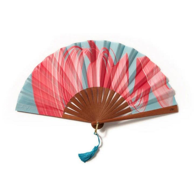 Ventaglio in Legno e Cotone PINK WAWE FLUID Ette 