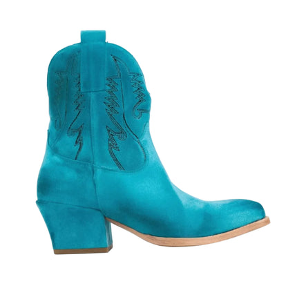 Spatarella Stivaletto Texano Tubolare in Camoscio Azzurro - MARIO SPATARELLA