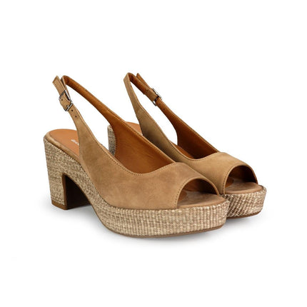 Gianmarco Sorelli Sandalo Donna con Tacco e Plateau in Camoscio Beige - MARIO SPATARELLA